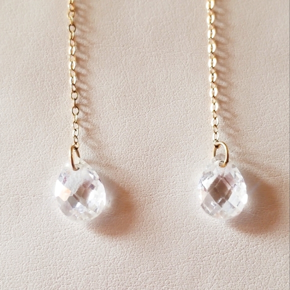 14K Gold Threader Earrings - Picture 4 of 13